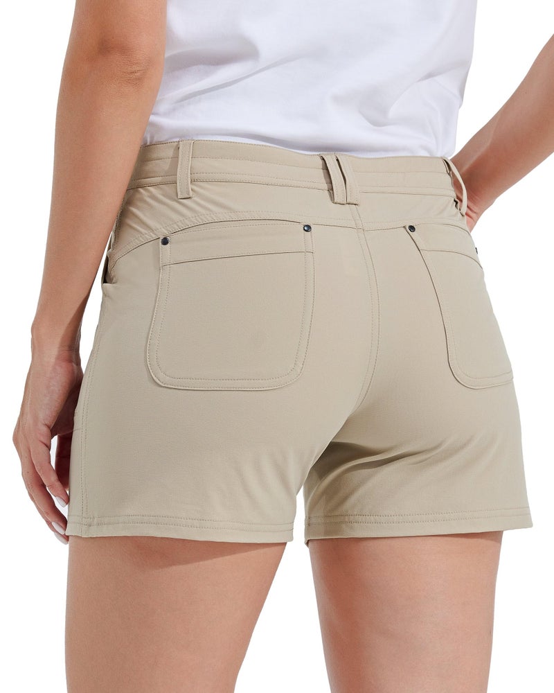 Willit Women's Golf Hiking Shorts Quick Dry Athletic Casual Summer Shorts with Pockets 4.5 in Khaki 10 - Image 3