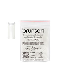 brunson False Nail Tips False Classic French White Professional Refill Pack 100 Pieces - Size 1, CLFCN1  - Image 1