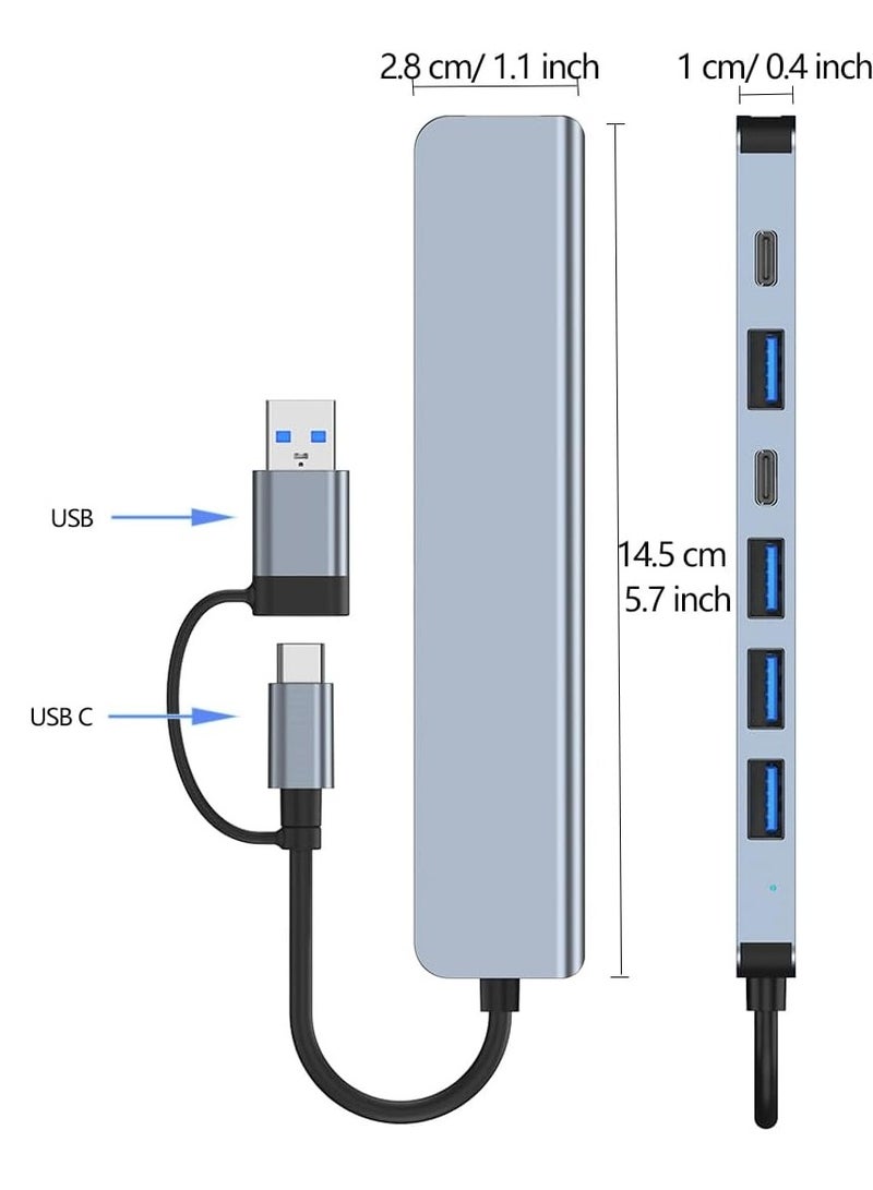 Loquat USB C Hub, Aluminium 7 in 2 USB Extender, USB Splitter with 1 x USB 3.0, 4 x USB 2.0 and 2 x USB C Ports for MacBook Pro Air and Other PC/Laptop/Tablet Devices - Image 4