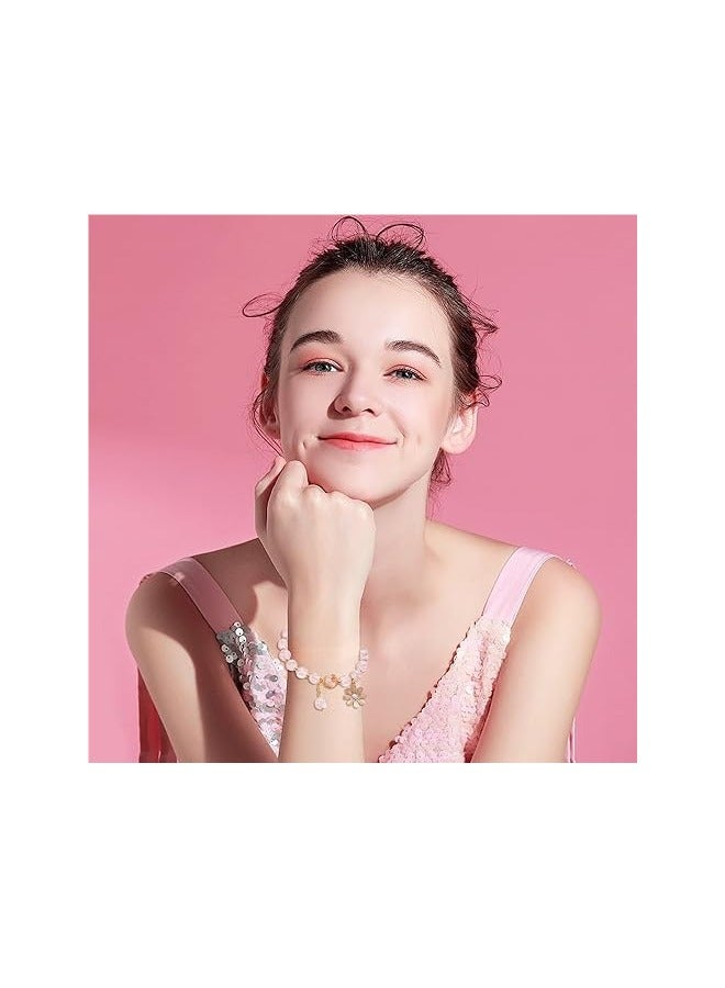 Goolsky Summer Style Cracked Glass Beaded Daisy Pendant Bracelet Elastic Hand String For Women - Image 3