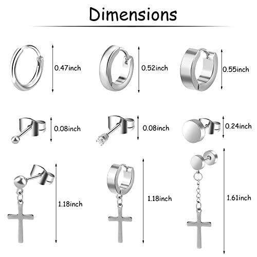 ONESING 30 Pcs Earrings for Men Black Stud Earrings Mens Earrings Stainless Steel Earrings for Men Women Jewelry Piercing Men Earrings Set - Image 2