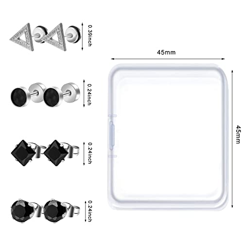 ONESING 30 Pcs Earrings for Men Black Stud Earrings Mens Earrings Stainless Steel Earrings for Men Women Jewelry Piercing Men Earrings Set - Image 3