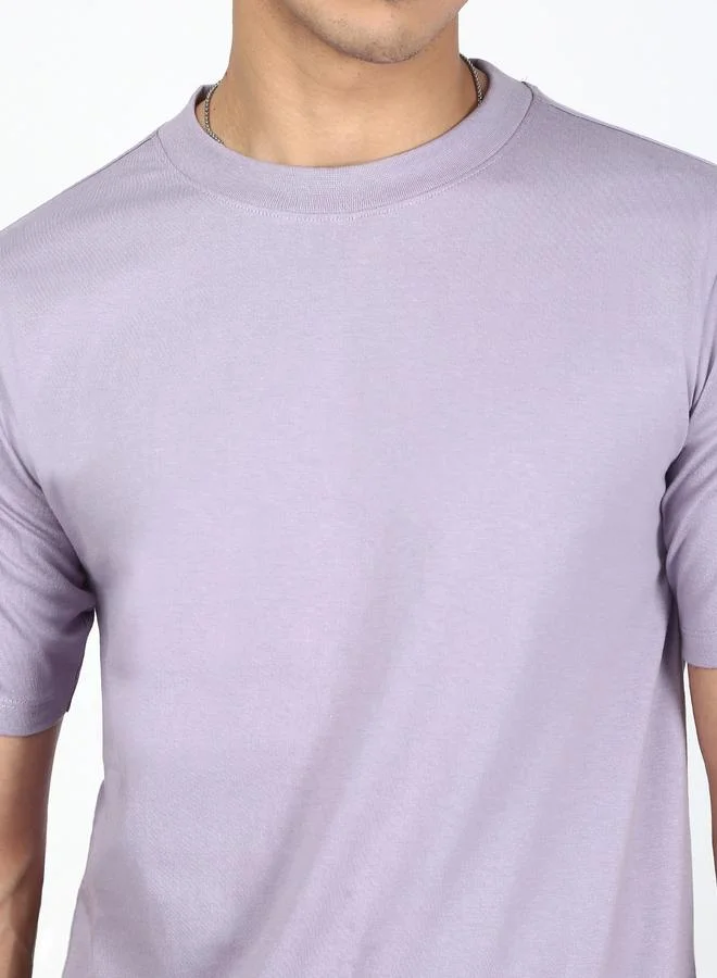 Styli Men Lilac Solid Regular Fit T-Shirt By Bene Kleed