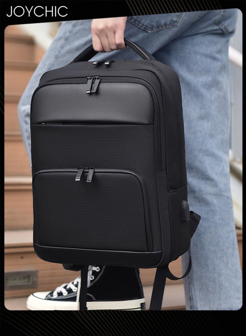 Joychic حقيبة ظهر كمبيوتر للأعمال بحجم 15.6 بوصة سعة كبيرة للسفر يوميًا حقيبة لابتوب مضادة للسرقة مقاومة للماء حقيبة مدرسية مزدوجة الكتف مع منفذ شحن USB للرجال والنساء وطلاب الجامعات باللون الأسود - Image 3