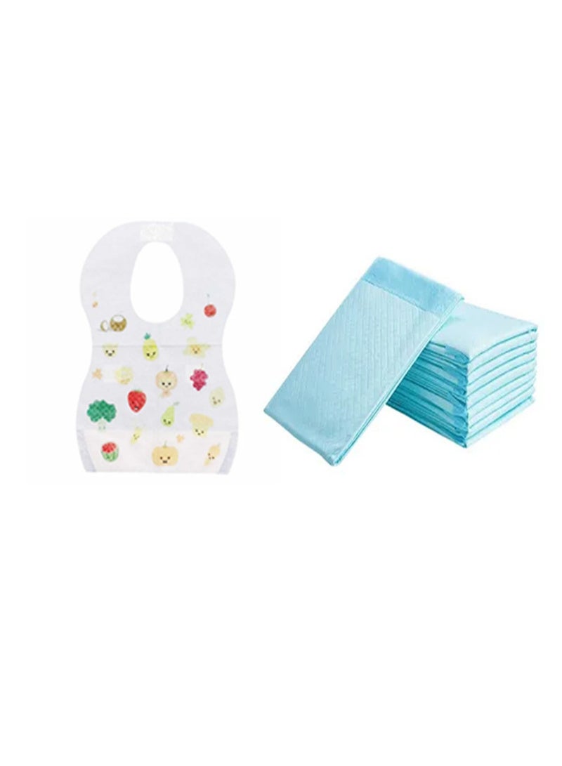 STAR BABiES Combo Disposable Changing Mat 20Pcs Diposable Bibs 10Pcs  - Image 1