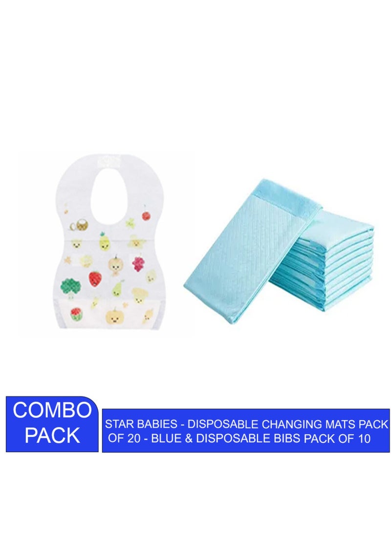 STAR BABiES Combo Disposable Changing Mat 20Pcs Diposable Bibs 10Pcs  - Image 2