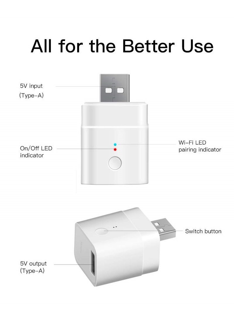 SYOSI SYOSI, Micro USB Smart WiFi Adaptor, 5V Smart Switch for Type A USB Devices, Compatible with Alexa, with Google Home Assistant, App Remote Control Switch, No Hub Required,1 Pack  - Image 3