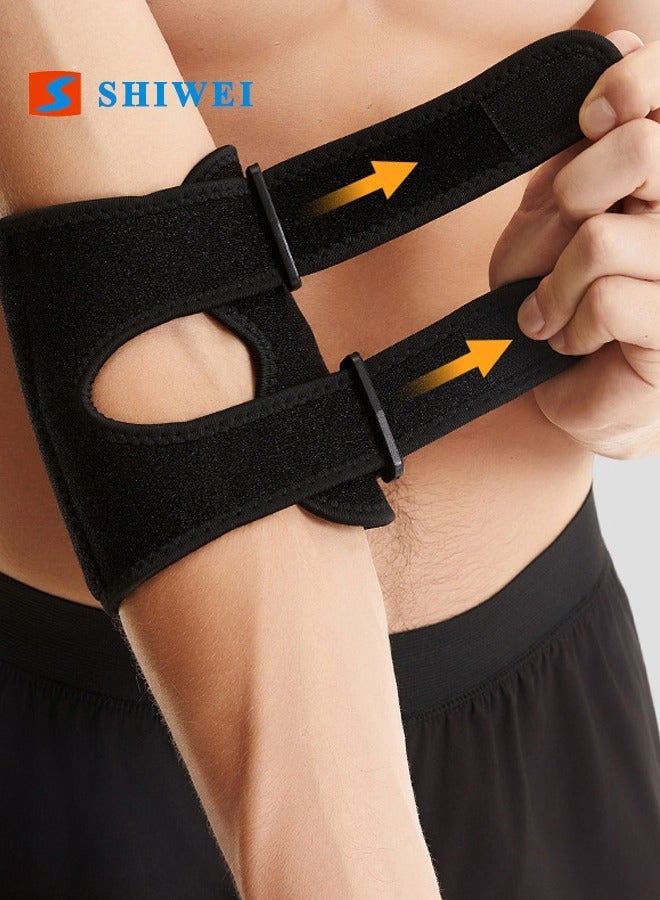 شيوي Sports Elbow Pads, Adjustable Elbow Brace for Arthritis, Tendonitis, Sports Injury Pain Relief, Sweat-absorbent & Breathable Elbow Strap with Cushion Pad for Sports Men and Women, Black - Image 3