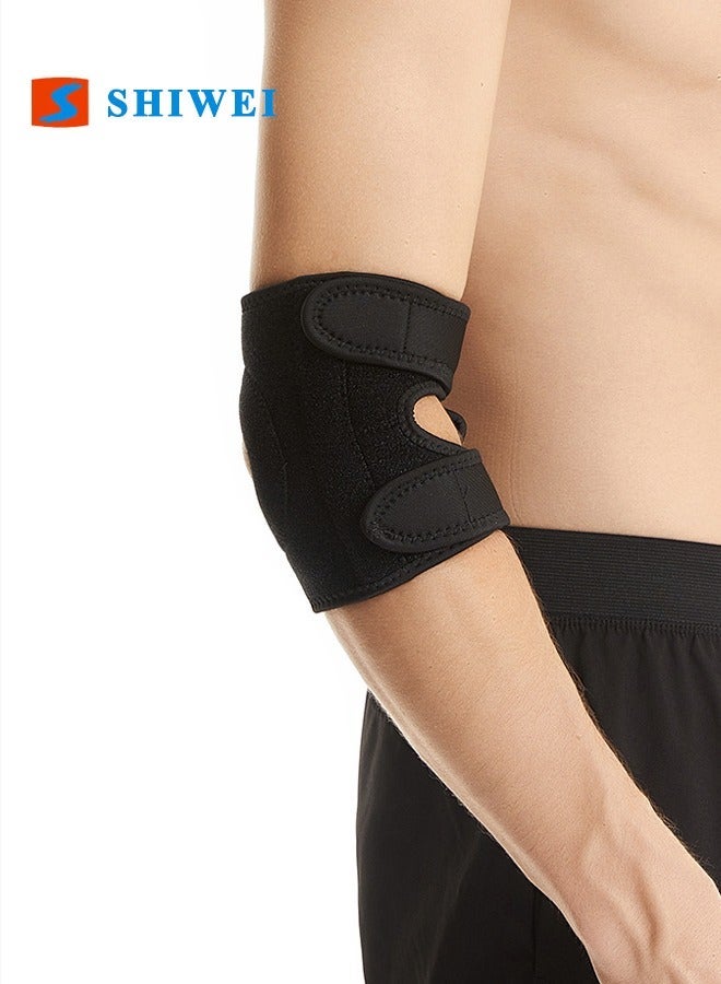 شيوي Sports Elbow Pads, Adjustable Elbow Brace for Arthritis, Tendonitis, Sports Injury Pain Relief, Sweat-absorbent & Breathable Elbow Strap with Cushion Pad for Sports Men and Women, Black - Image 1