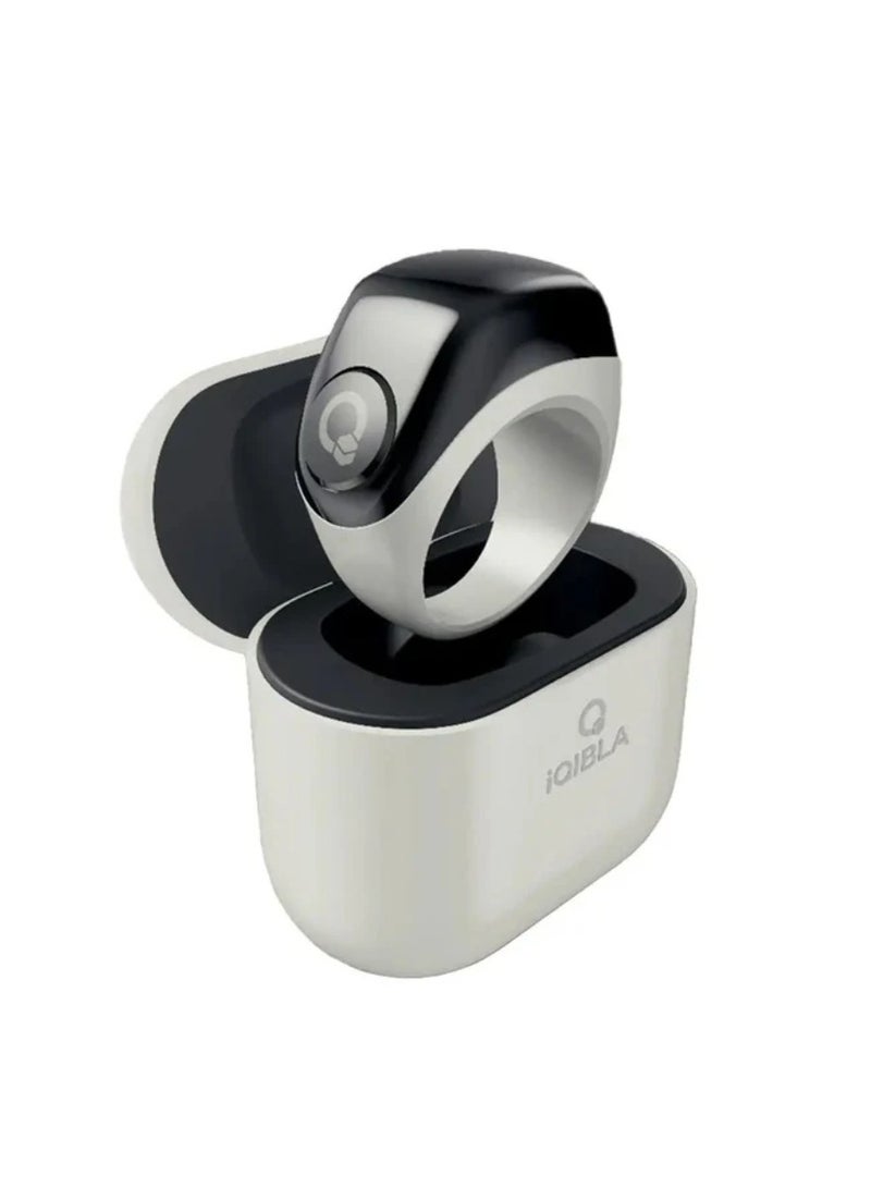 iQIBLA Smart Tasbih Zikr Ring Wide Display Powerful Battery Backup OLED Display Jood Smart Ring App Operated Tasbih Counter Waterproof Smart Zikr Ring Compatible Three Sizes(18mm/ 20mm/22mm) Grey - Image 1