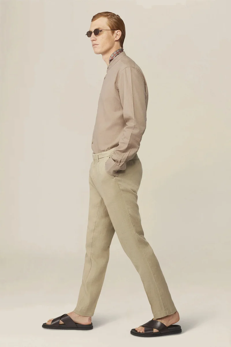 Doppelganger Men's trousers in 100% linen - Beige