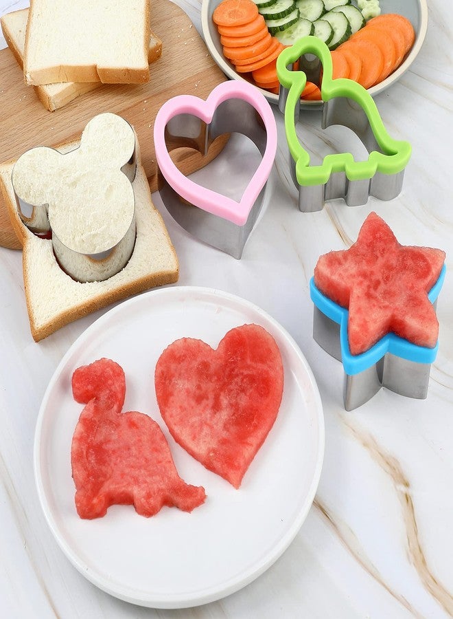 Elfkitwang Sandwich Cookie Cutters Set, Dinosaur,Heart,Star,Mouse,Sandwich Knife Cookie Knife Vegetable Cutter Food Grade Cookie Mould.(12Pcs) - Image 5