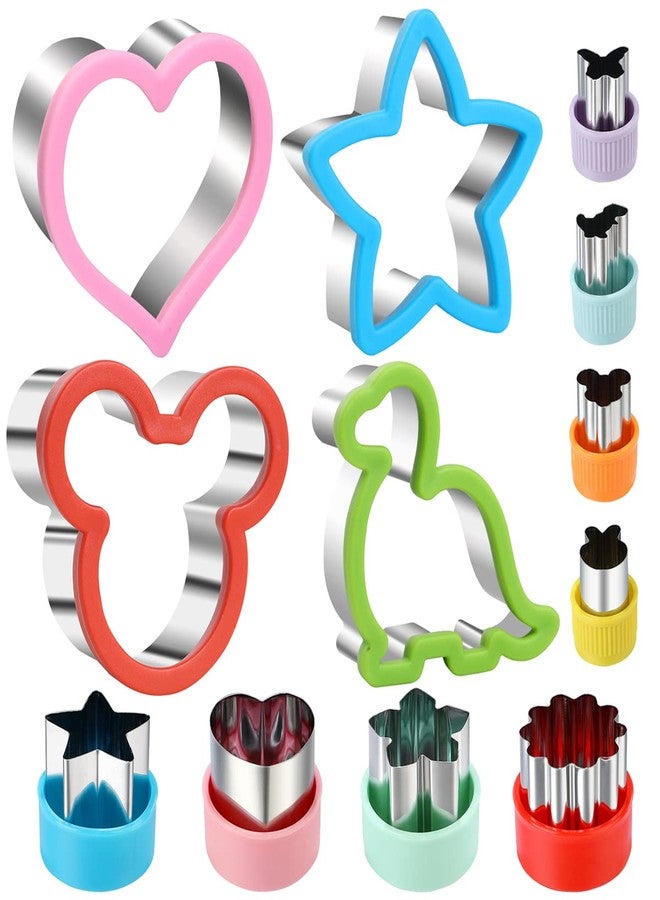 Elfkitwang Sandwich Cookie Cutters Set, Dinosaur,Heart,Star,Mouse,Sandwich Knife Cookie Knife Vegetable Cutter Food Grade Cookie Mould.(12Pcs) - Image 1