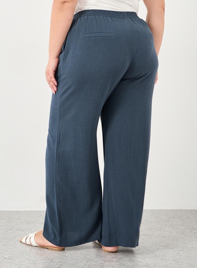 Styli Plus Charcoal Linen Look Pants with Side Pocket - Image 4