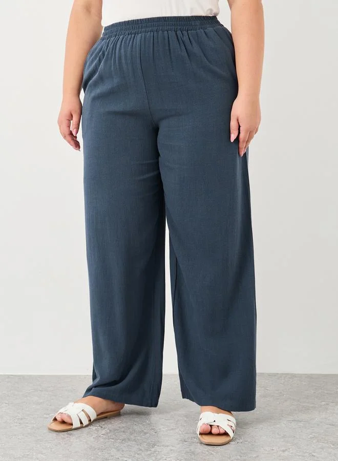 ستايلي Styli Plus Charcoal Linen Look Pants with Side Pocket