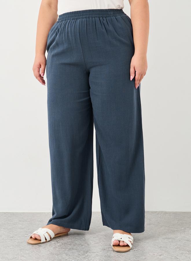 Styli Plus Charcoal Linen Look Pants with Side Pocket - Image 2