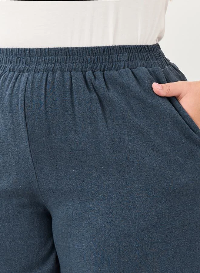 Styli Styli Plus Charcoal Linen Look Pants with Side Pocket