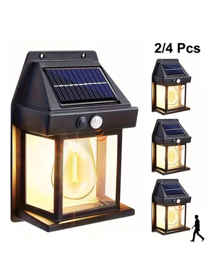4 قطع أضواء الحائط الشمسية مع مستشعر الحركة و3 أوضاع مقاومة للطقس للخارج - Image 2