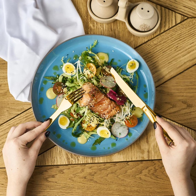 UREVO 24-Pieces Silverware Flatware cutlery Set with Gift Box Stainless Steel Utensils set for 6 includes Forks Spoons Knives (GOLD) - Image 2