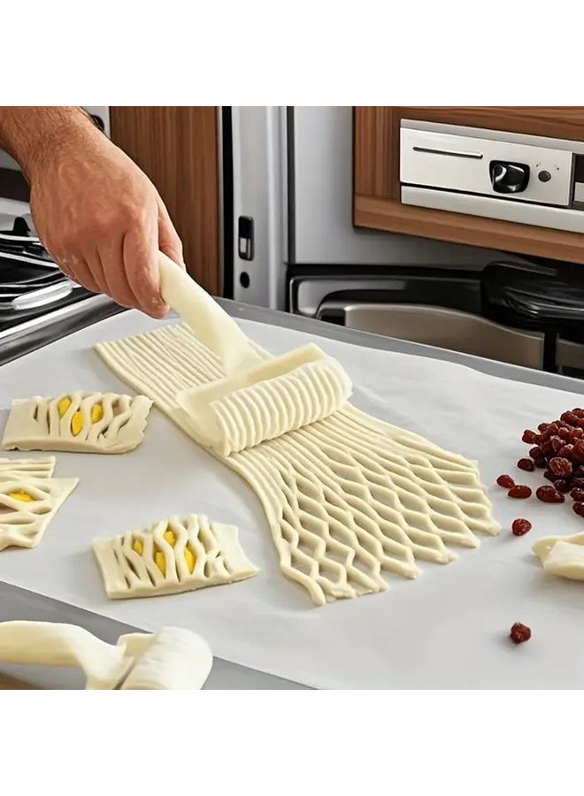 Beige Adjustable Grid Pasta Pastry Cutter Manual Dough Slicer For Pizza Lasagna Easy Clean Kitchen Tool - Image 4