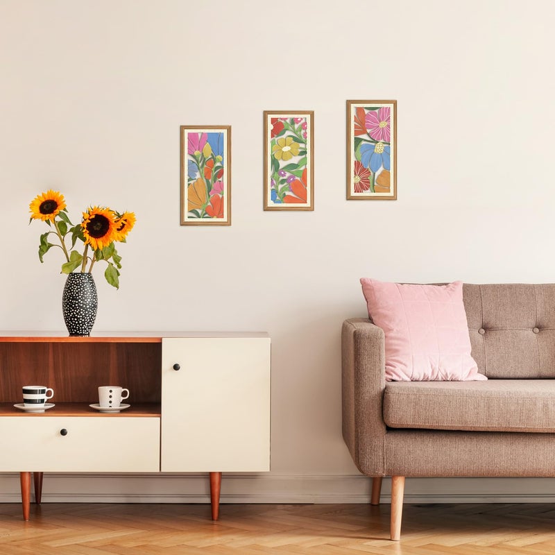 TOARTi 3Pcs Wooden Floral Wall Decor Boho Flower Wall Art Bohemian Flower Hanging Sign Minimalist Hibiscus Flowers Decor Tropical Floral Wall Decoration for Bedroom Living Room - Image 3