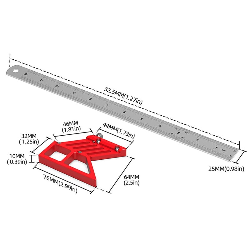 Stainless Steel Center Finder Compact Angle Layout Scribing Tool For Marking - Image 3