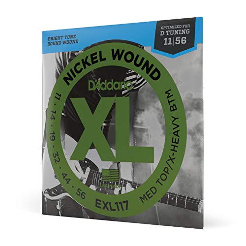 D'Addario EXL117 Nickel Wound Electric Guitar Strings, Medium Top/Extra-Heavy Bottom, 11-56 - Image 1
