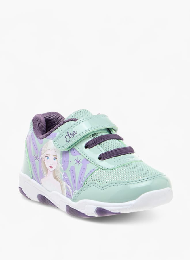 Disney Girls Frozen Print Sneakers With Hook And Loop Closure - Image 1