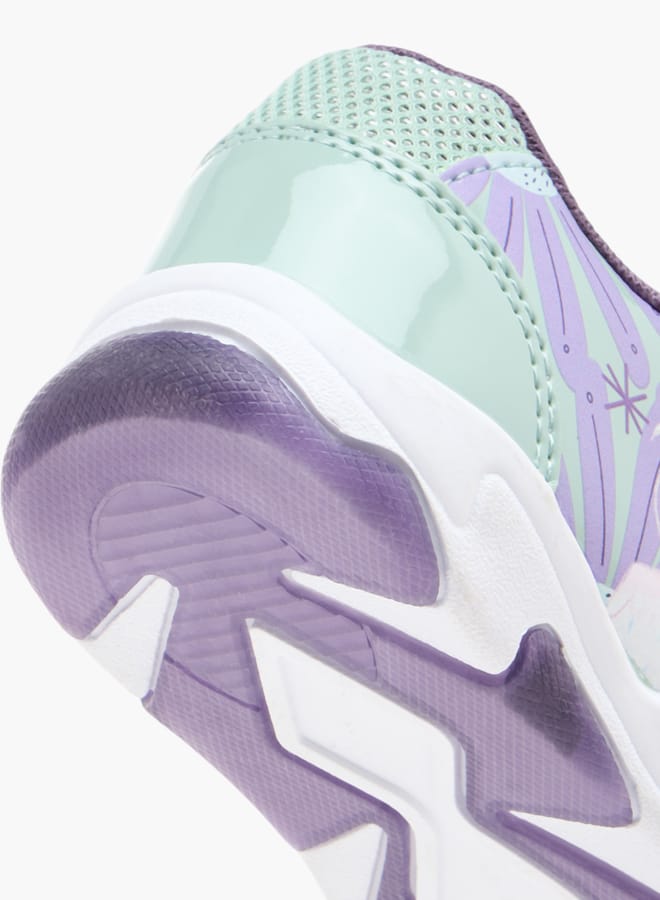 Disney Girls Frozen Print Sneakers With Hook And Loop Closure - Image 5
