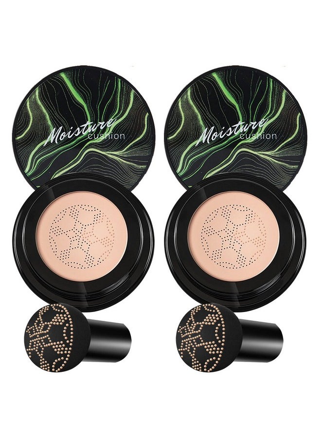XINGXYUEL 2PCS Mushroom Head Air Cushion CC Cream BB Cream Foundation,Moisturizing Concealer Makeup Base Foundation,Long Lasting Full Coverage Foundation with Mushroom Makeup Sponge(Natural)  - Image 1