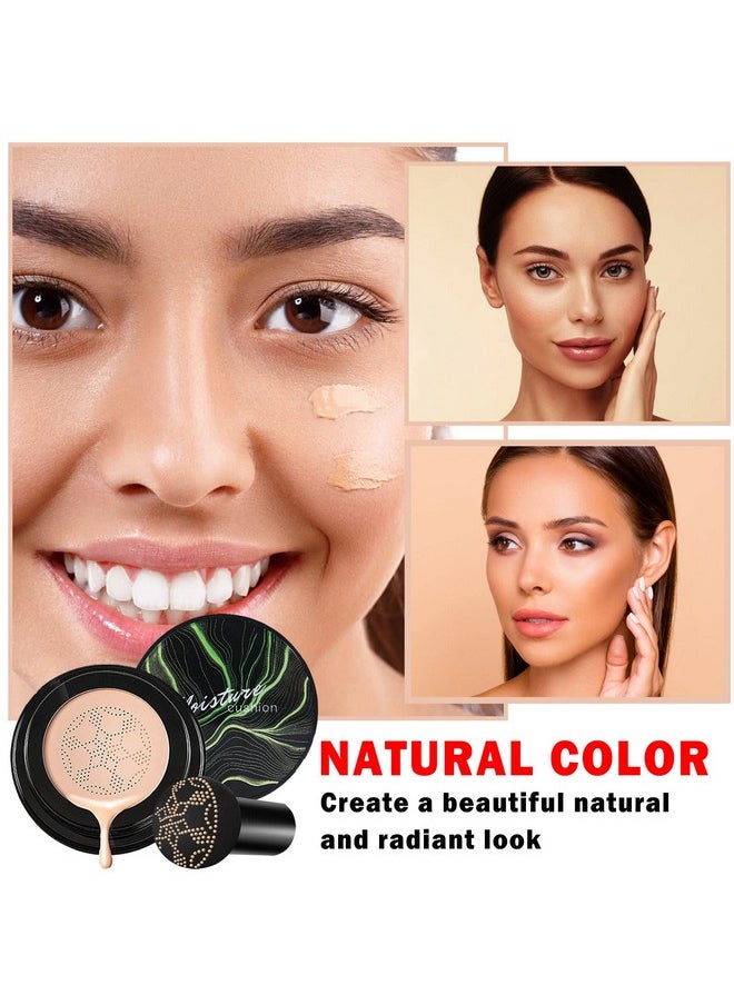 XINGXYUEL 2PCS Mushroom Head Air Cushion CC Cream BB Cream Foundation,Moisturizing Concealer Makeup Base Foundation,Long Lasting Full Coverage Foundation with Mushroom Makeup Sponge(Natural)  - Image 2
