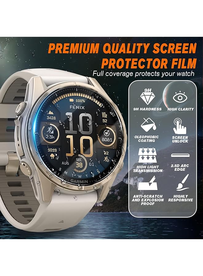 إيروريكس واقي شاشة لساعة Garmin Fenix 8 الذكية مقاس 47 مم، عالي الدقة ومضاد للخدش، زجاج مقوى خالٍ من الفقاعات ووضوح عالي، عبوة من 3 قطع - Image 2