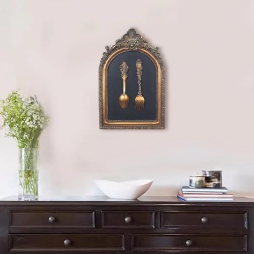 S-MANTIS Vintage Wall Sculpture,Antique Pediment,Hallway Wall Art, Hand Painted Wall Decoration With Embossed Intricate Spoon and Fork Design, Arched Aesthetic Room Décor, Gallery, Unique Gift - Image 4