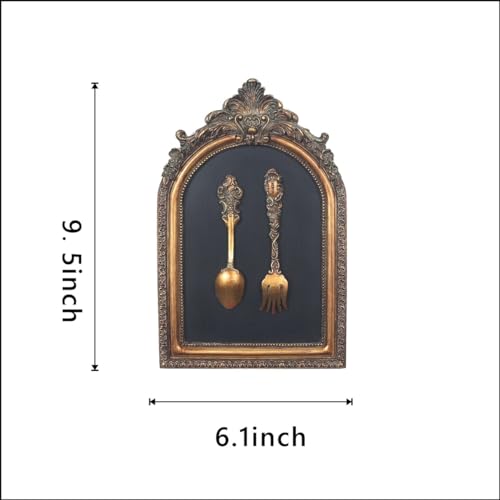 S-MANTIS Vintage Wall Sculpture,Antique Pediment,Hallway Wall Art, Hand Painted Wall Decoration With Embossed Intricate Spoon and Fork Design, Arched Aesthetic Room Décor, Gallery, Unique Gift - Image 2