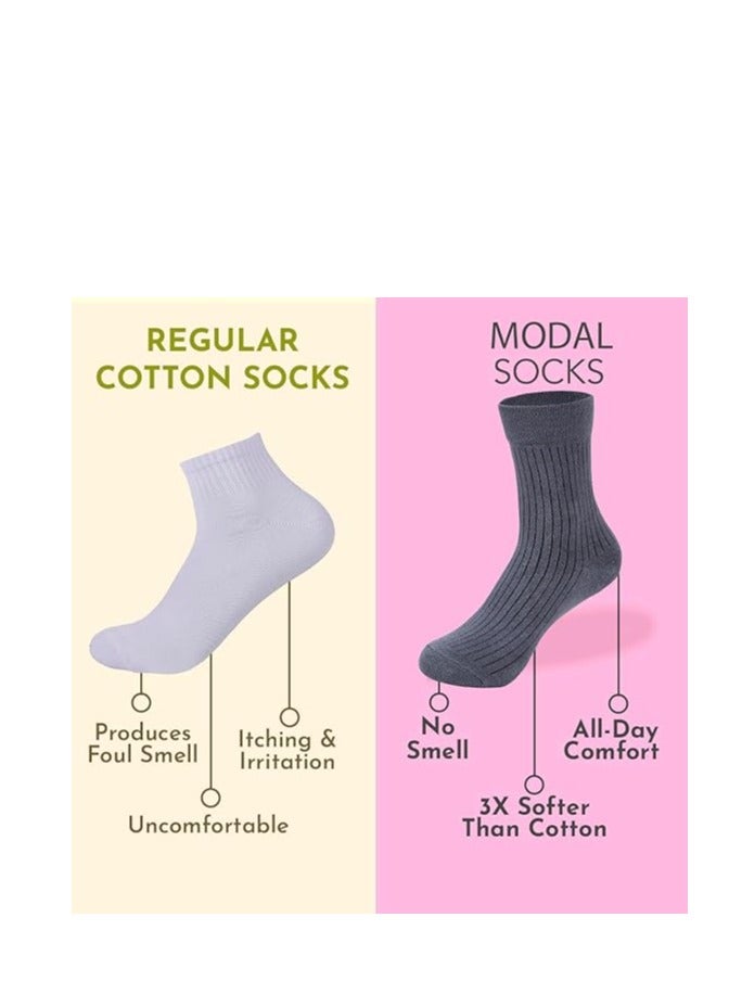 DIAMOND TOE 6 أزواج من جوارب الرجال مودال ربع - ناعمة وقابلة للتنفس - راحة قصوى في كل خطوة - مقاس مجاني EU 40-45 - Image 3