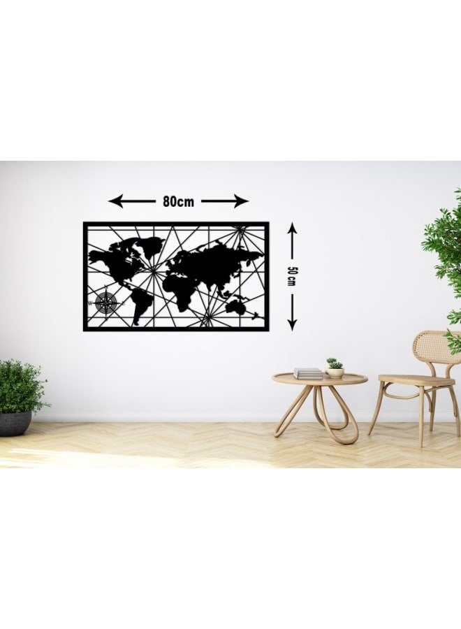 هوم جاليري لوحة فنية جدارية خشبية لخريطة العالم الهندسية - Image 1
