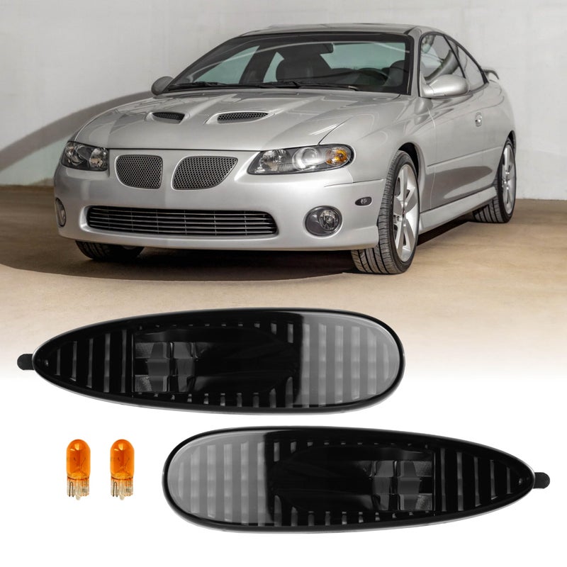 USR 0406 GTO Side Marker Lights Smoke Front Bumper Sidemarkers Lamps Set Left Right Compatible with 20042006 Pontiac GTO Smoked Lens with Amber Bulbs