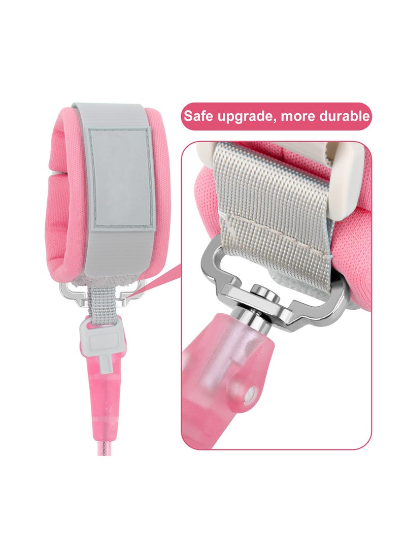 KASTWAVE مقود للأطفال الصغار، مقود للأطفال مضاد للضياع مع رابط معصم مزود بقفل مفتاح، مقود مطور للأطفال مع حبل سوار معصم آمن للأطفال الصغار والأطفال (6.56 قدم/2 متر، وردي) - Image 3