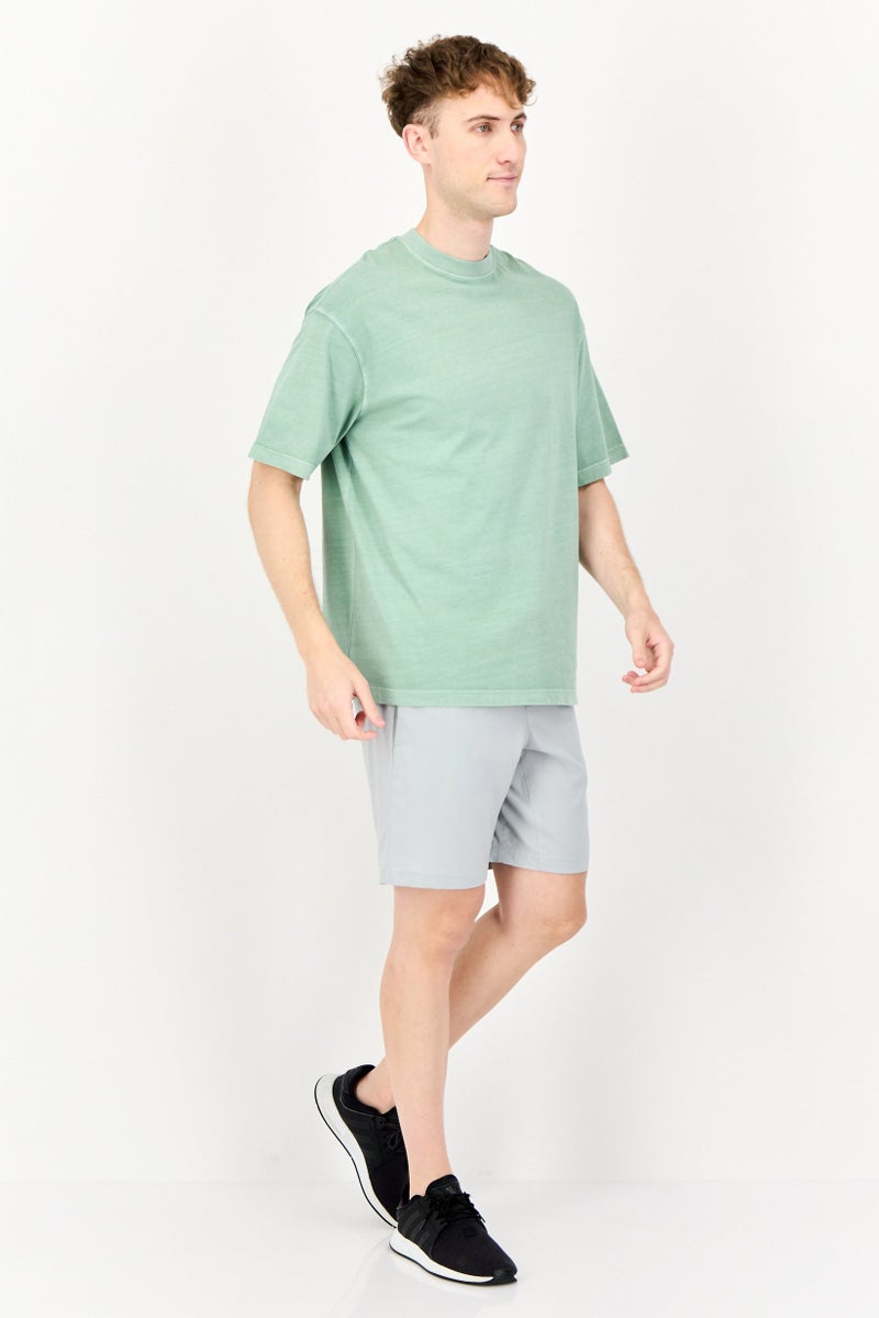 Reebok تي شيرت رياضي للرجال بأكمام قصيرة بشعار العلامة التجارية، أخضر حكيم - Image 4