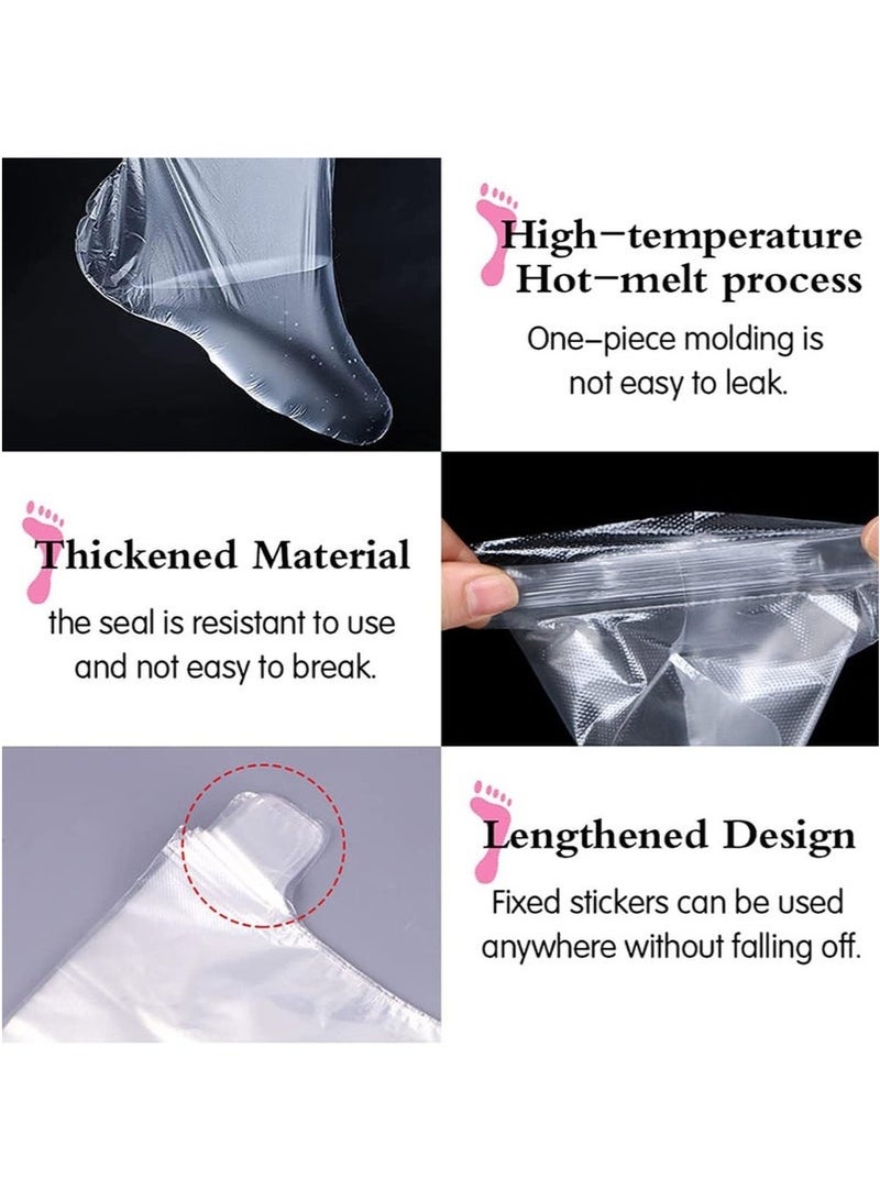 KENSON 100 Piece Clear Plastic Disposable Booties with Sticker Paraffin Wax Foot Bath Liners Feet Protectors Covers Foot Spa Socks Thermal Therapy Feet Covers Bags - Image 2