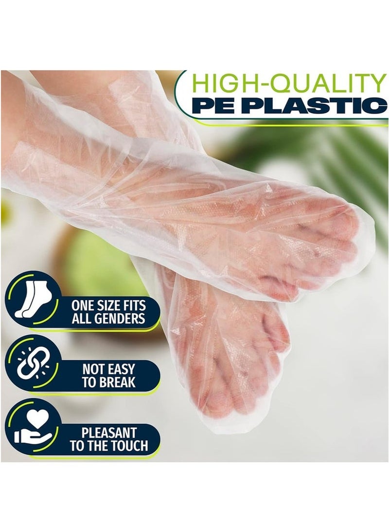 KENSON 100 Piece Clear Plastic Disposable Booties with Sticker Paraffin Wax Foot Bath Liners Feet Protectors Covers Foot Spa Socks Thermal Therapy Feet Covers Bags - Image 3