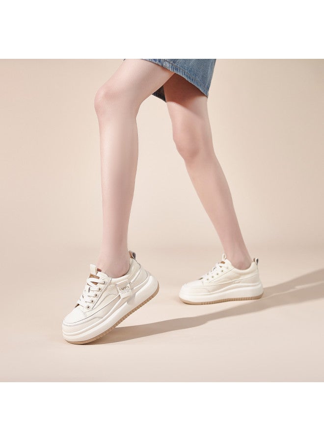 SAFIYA Saturday's Platform White Sneakers For Women, Korean-style College Fashion Versatile Casual Shoes - Image 4