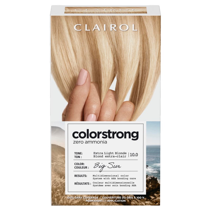 Clairol ColorStrong Permanent Hair Dye AmmoniaFree PPDFree 100 Gray Coverage with Bonding System 100 Extra Light Blonde Big Sur Hair Color Pack of 1 - Image 2