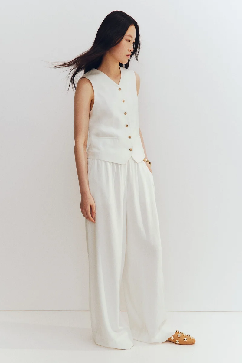 H&M Wide linen-blend trousers