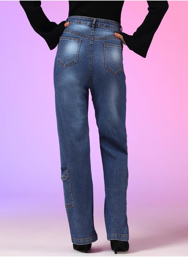 Kotty High Rise Straight Fit Jeans by Styli  - Image 2