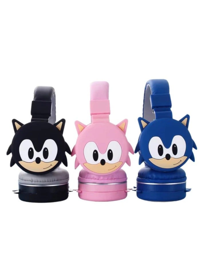 سونيك سماعات رأس سونيك لاسلكية بلوتوث للأطفال – صوت عالي الدقة، بطارية 400mAh، تشغيل 18 ساعة، ميكروفون مدمج، تحكم بالصوت، موصل 3.5 مم، وحدة صوت 40 مم بلون وردي - Image 3