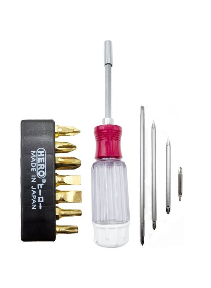 تولز طقم مفكات براغي متعدد الاستخدامات 7 في 1 ، مجموعة أدوات إصلاح احترافية ، مجموعة مفكات براغي هيرو صنع في اليابان - Image 1