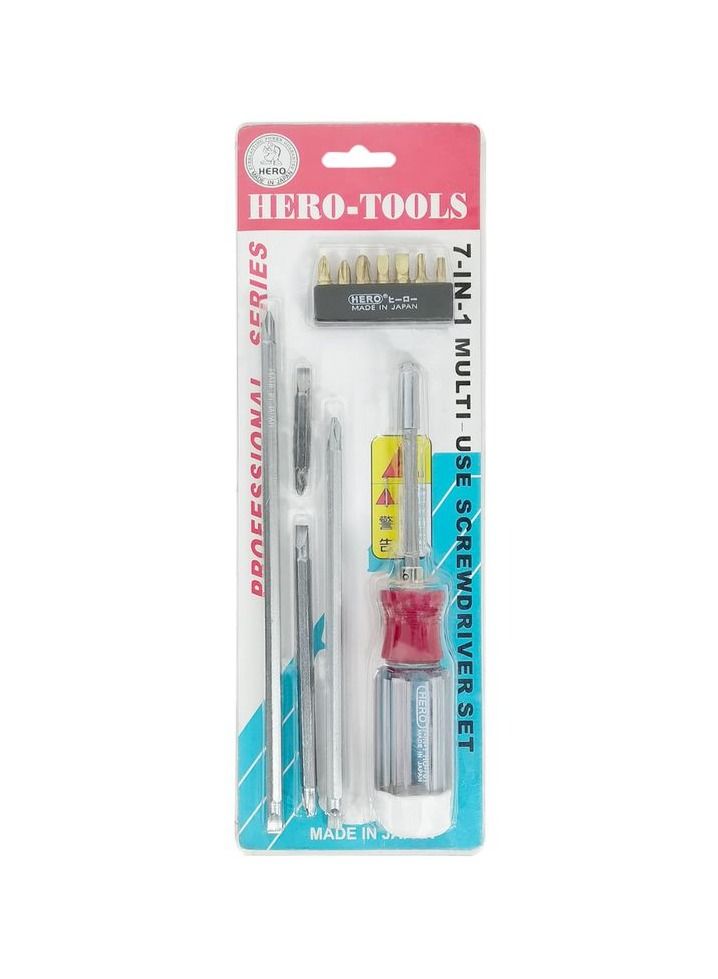 تولز طقم مفكات براغي متعدد الاستخدامات 7 في 1 ، مجموعة أدوات إصلاح احترافية ، مجموعة مفكات براغي هيرو صنع في اليابان - Image 5