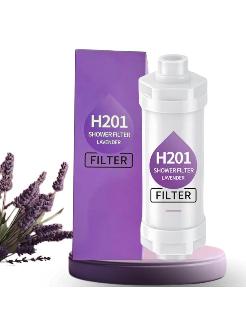 H201 Lavender Vitamin C Shower Filter with Natural Essential Oils | Removes Chlorine, Hard Water Minerals & Impurities | Moisturizing Shower Head Filter for Dry Skin, Itchy Scalp, Dull Hair - 12-Stage Purification - Image 1