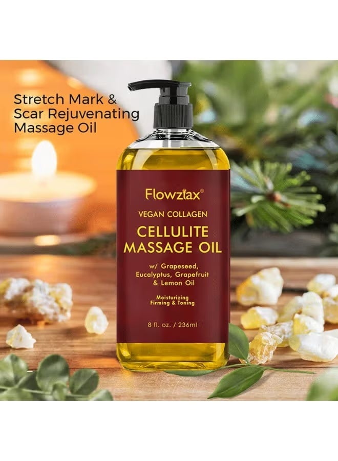 Flowziax زيت تدليك مغذي: يهدئ حرارة البشرة، مضاد للسيلوليت، مشدود، زيت تدليك لطيف (8 أونصة سائلة / 236 مل) - Image 2